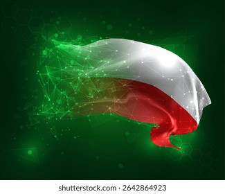 Poland, vector 3d flag on green background and numbers