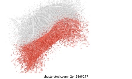 Poland, vector 3d flag with a splash of paint dots, explosion of colored dots