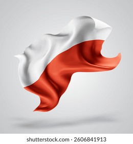 Poland, vector 3d flag with waves on a white background