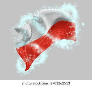 Polen, Vektor 3D-Flagge im Wirbelwind von magischer Ausstrahlung