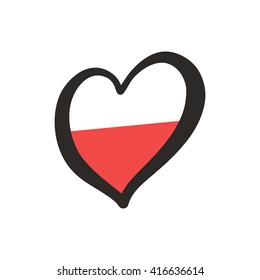 Poland Vector Flag Inside Heart. Shape Graphic Element Illustration Template Design.