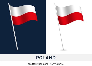 Poland vector flag. Waving national flag of Poland isolated on white and dark background. Official colors and proportion of flag. Vector illustration. European football 2020 tournament final stage