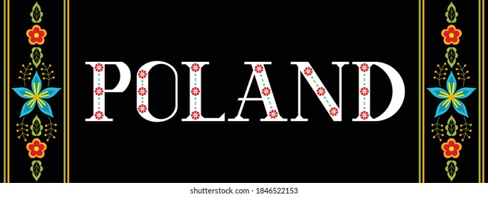 Poland vector horizontal banner template. Traditional decorated background design from traditional polish pattern ornament.