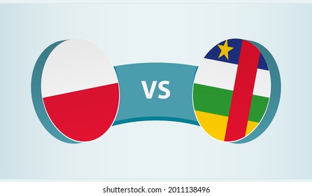Poland versus Central African Republic, team sports competition concept. Round flag of countries.