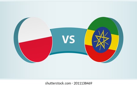 Poland versus Ethiopia, team sports competition concept. Round flag of countries.