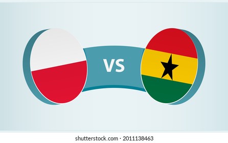 Poland versus Ghana, team sports competition concept. Round flag of countries.