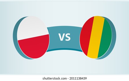 Poland versus Guinea, team sports competition concept. Round flag of countries.