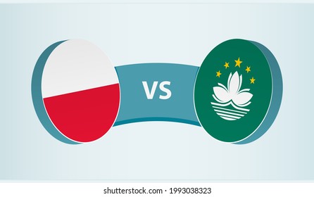 Poland versus Macau, team sports competition concept. Round flag of countries.