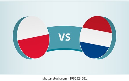 Polonia versus Holanda, concepto de competición deportiva de equipo. Bandera redonda de países.