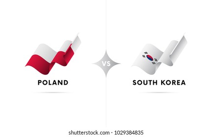 Poland versus South Korea. Football. Vector illustration.
