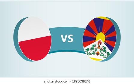 Poland versus Tibet, team sports competition concept. Round flag of countries.