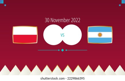 Poland vs Argentina football match, international soccer competition 2022. Versus icon.