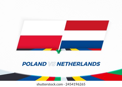 Poland vs Netherlands in Football Competition, Group D. Versus icon on Football background. Sport vector icon.