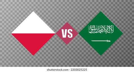 Poland vs Saudi Arabia flag concept. Vector illustration.