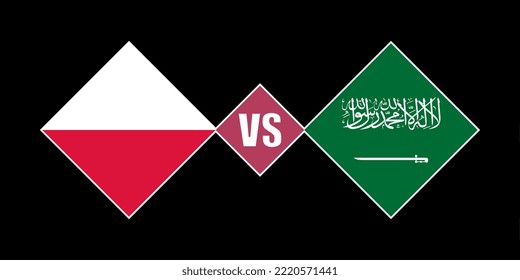 Poland vs Saudi Arabia flag concept. Vector illustration.