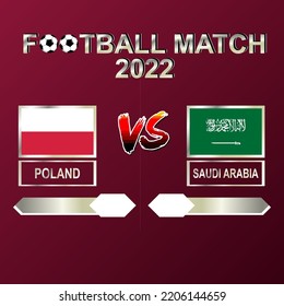 Polen gegen Saudi-Arabien Fußball-Cup 2022 Vorlage Hintergrund Vektorgrafik für Zeitplan, Ergebnisanpassung