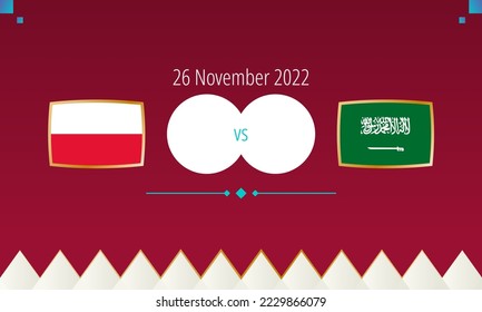 Poland vs Saudi Arabia football match, international soccer competition 2022. Versus icon.