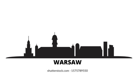 Poland, Warsaw City city skyline isolated vector illustration. Poland, Warsaw City travel black cityscape