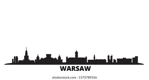 Poland, Warsaw city skyline isolated vector illustration. Poland, Warsaw travel black cityscape