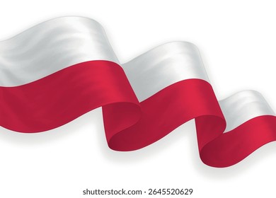 Poland waving flag with bright colors on clean background