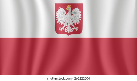 Poland waving flag with eagle