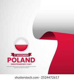Poland waving flag of on white background. Template for independence day. vector illustration