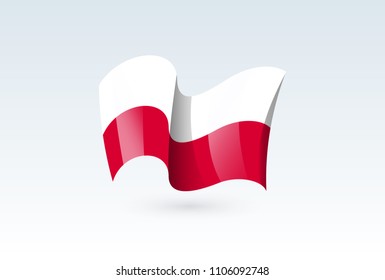 Poland waving flag vector icon, national symbol. Flag of Poland, fluttered in the wind - vector illustration isolated on white background.