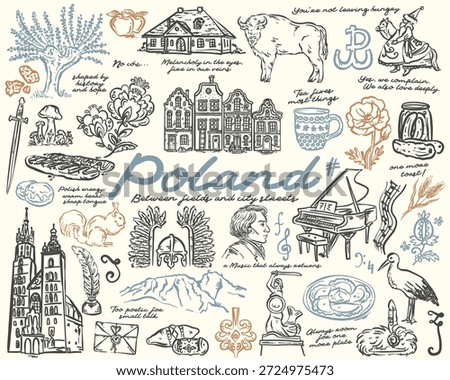 Poland Whimsical hand drawn Set of illustrations