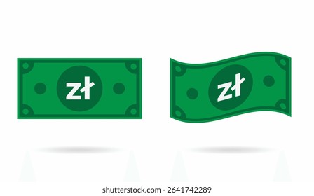Poland Zloty money flat and flowing style