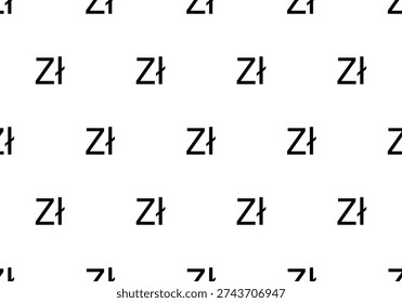 Poland Zloty Sign Seamless Pattern. Poland Zloty sign symbol seamless pattern. Vector illustration. Investing and banks. Seamless pattern with Poland Zloty currency symbol for decorative print, wrapping paper, greeting cards, wallpaper