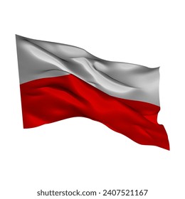 Poland's white and red flag is flying