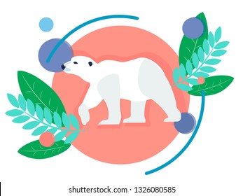 Polar animal, white bear. In minimalist style. Flat isometric vector illustration