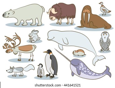 Polar animals kids drawing
