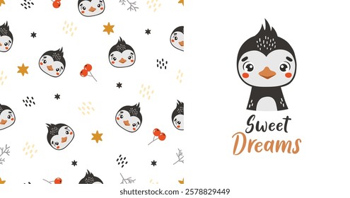 Polar animals pattern, cute arctic animals, kids pattern, polar vector, cartoon, seamless pattern