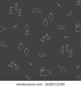 Polar animals seamless pattern. Cute Cartoon arctic animals background. Vector Illustration