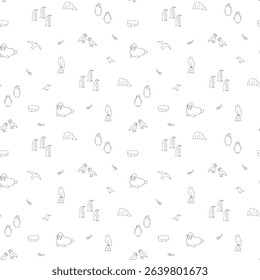 Polar animals seamless pattern. Cute Cartoon arctic animals background. Vector Illustration