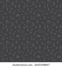 Polar animals seamless pattern. Cute Cartoon arctic animals background. Vector Illustration.