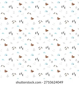 Patrón sin fisuras de animales polares. Fondo lindo de animales árticos de dibujos animados. Ilustración vectorial