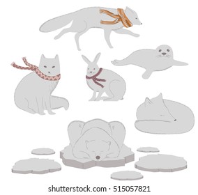 Polar animals, vector