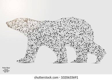 Polar bear is an abstract image of a polygonal triangle model.Starry sky. Low poly design. Vector EPS 10.