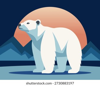 Eisbär vor dem Hintergrund einer arktischen Landschaft. Illustration