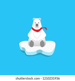 polar bear alone on ice illustration