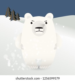 Polar bear amid snow drifts - vector illustration