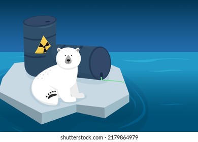 Polar bear among chemical waste. Ecological problems of Antarctica.