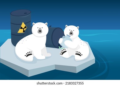 Polar bear among chemical waste. Ecological problems of Antarctica.