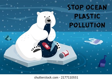 Polar bear among the garbage