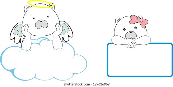 polar bear angel cartoon copyspace in vector format very easy to edit