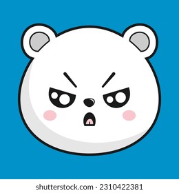 Polar Bear Angry Face Head Kawaii Sticker einzeln