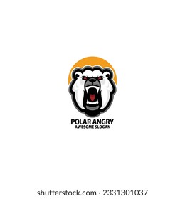 polar bear angry logo gaming mascot design