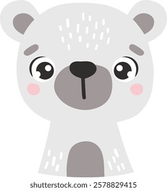 Polar bear animal isolated, cute arctic animal, kids illustration, cartoon vector